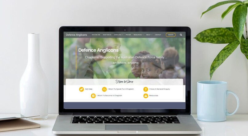 Your Web Presence Work: Defence Anglicans Website on Laptop