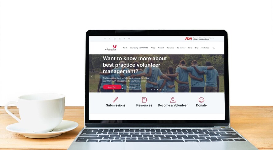 Your Web Presence Work: Volunteering Australia Website on a Laptop