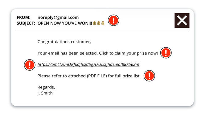 Example spam phishing email