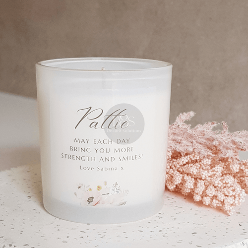 White candle with message