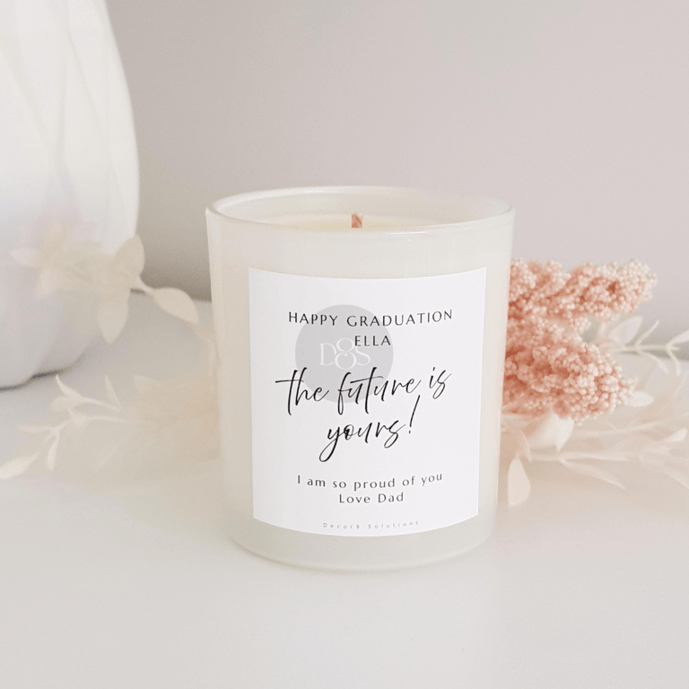 White candle with message
