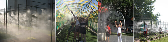 Cooling misting systems keeping competitors and spectators cool at events