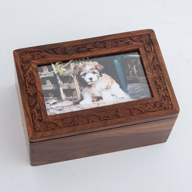 Small carved timber photo box