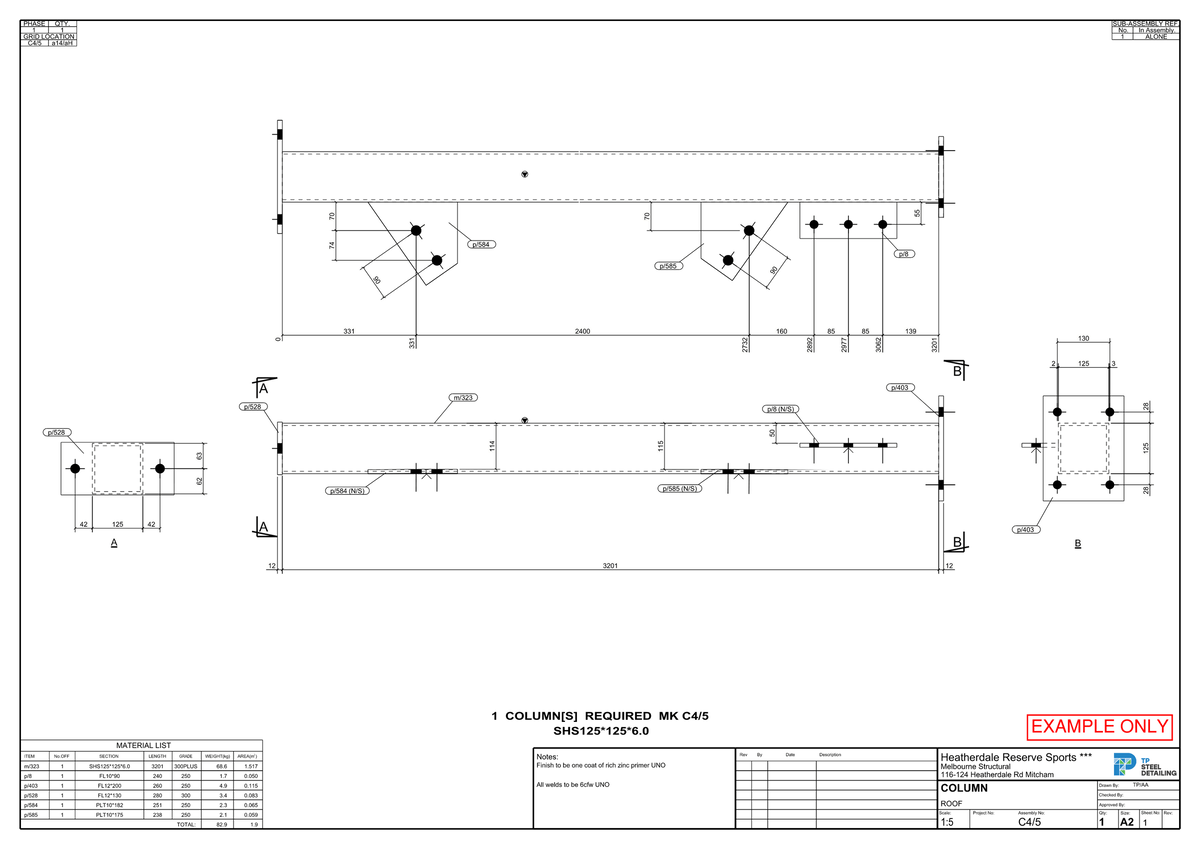 Heatherdale Pavillion TP Steel Detailing