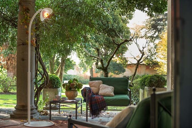 Comfortable, warm and relaxing outdoor space with the stylish and elegant BellaSole infrared heater.