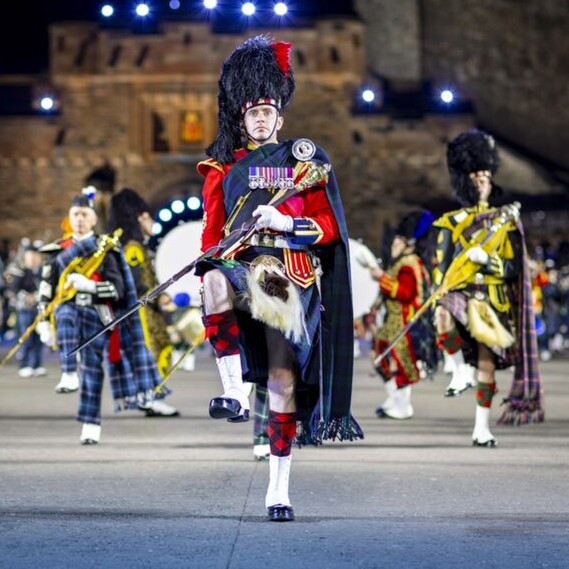 the massed pipes and drums performers
