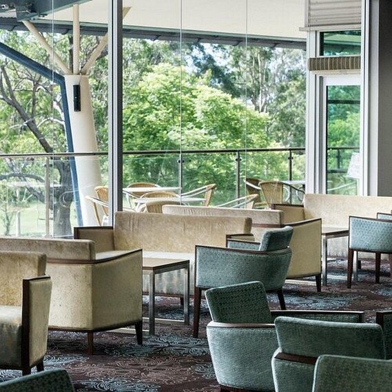 Lounge venue with a view overlooking trees