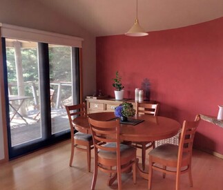 dining area and view to deck beyond