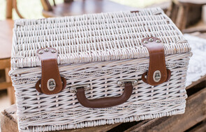 White Vintage Picnic Basket
