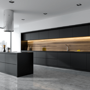 Remodel of Kitchen using black and timber