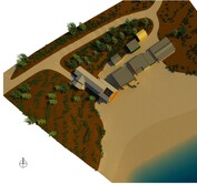 3D Model: Birds eye view of project (left) and adjacent houses.