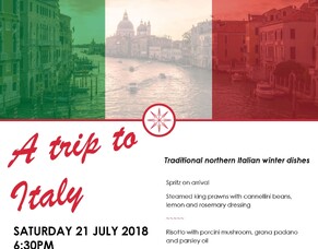 A trip to Italy 21 July - Italian dinner event