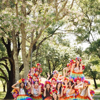 Rainbow Fairies Gathered by a Tree