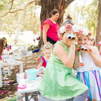 Two Girls Dressed as Fairies Together