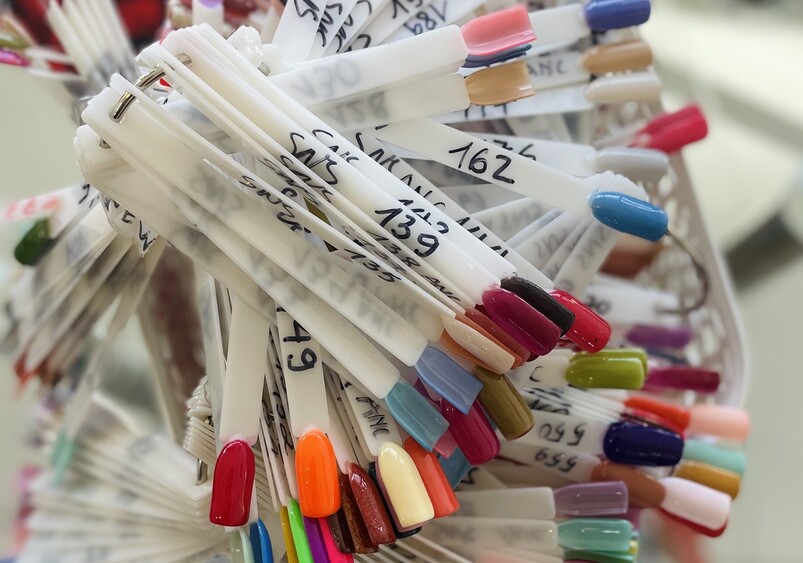 Image of SNS colour samples available at Princess Nails Spa and Beauty