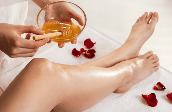Image of wax application on legs at Princess Nails Spa and Beauty