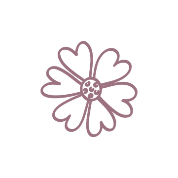 Pink flower with 6 love heart petals