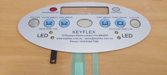 Photo of the front side of a Keyflex membrane keypad demonstration sample t