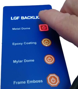 Backlit keypad being pressed