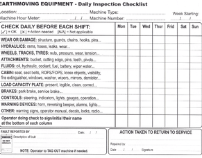 Machinery Pre-Start Checklists