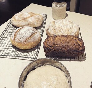 Student takehome - starter, 4 baked bread & one overnight dough