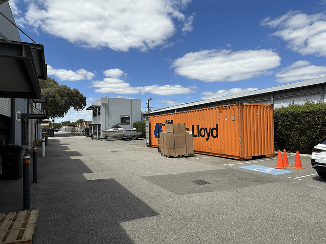 The container, ready for unloading