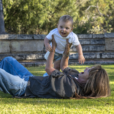 Grandma and grandson playing