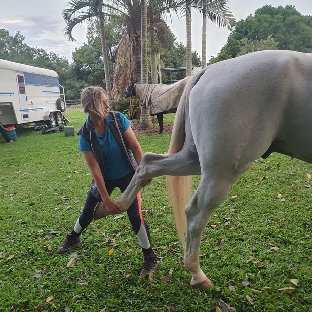Katrinka conducting a home visit for equine therapy 