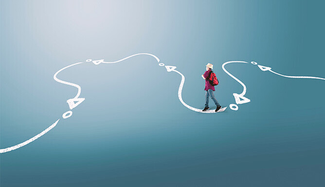 Person walking on a map