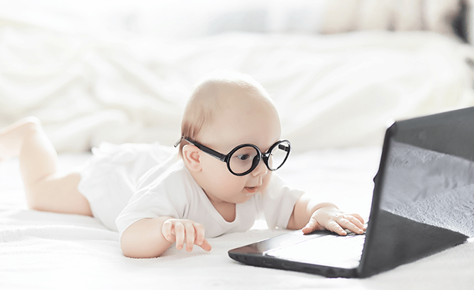 baby using a computer