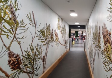 Floral wallpaper in hallway